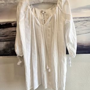 J Crew Beach Cover Up Tunic - White Eyelet cotton – Small